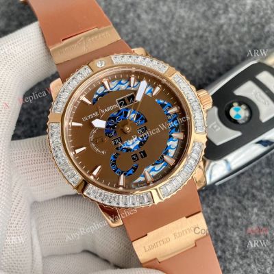 Best Replica Ulysse Nardin Chocolate Dial Diamond Bezel Watches 